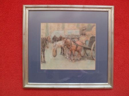 Hem.P. v.d. Hem.(1885-1961) - Paarden op het plein